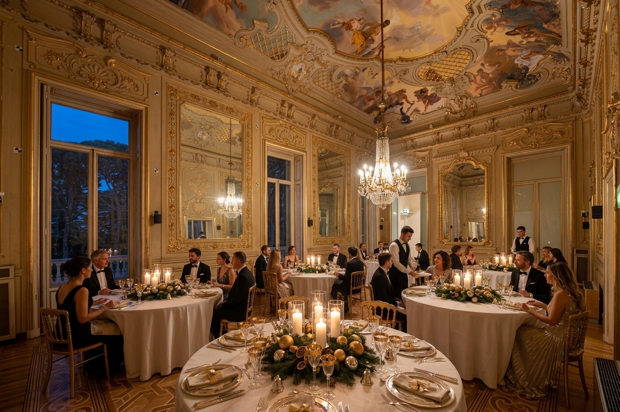 Cena di Natale per aziende nella Sala degli Specchi a Genova Quarto